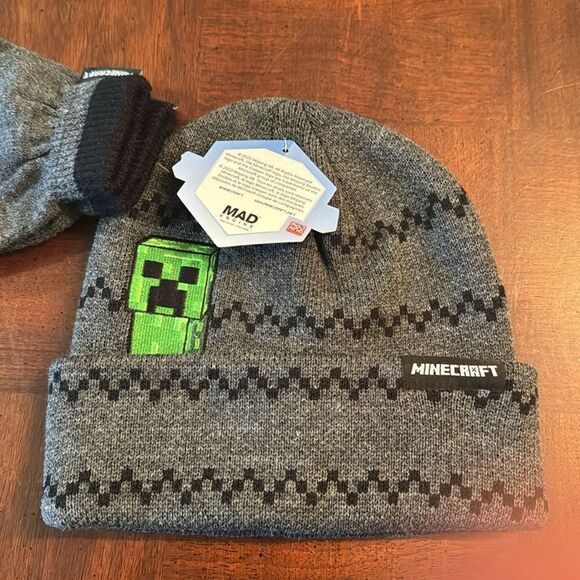 Minecraft Kids Youth Winter Hat Tuque with Gloves New - Picture 5 of 6